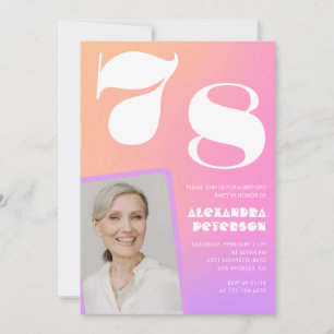 Invitation d'anniversaire 78 ans avec photo rétro 