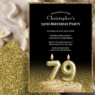 Invitation d'anniversaire 79 ans pour lui noir et 