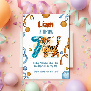 Invitation d'anniversaire 7 ans de Tigre Sauvage &