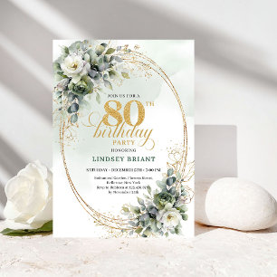 Invitation d'anniversaire 80 ans Botanique Romanti