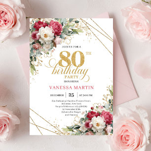 Invitation d'anniversaire 80 ans Chic Blush White