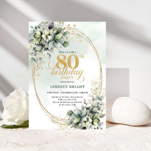Invitation d'anniversaire 80 ans Floral Bohème Rus