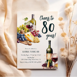 Invitation d'anniversaire 80 ans Fromage et Vin Ad