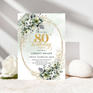 Invitation d'anniversaire 80 ans Modern Greenery G