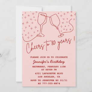 Invitation d'anniversaire 80 ans pour elle Cheers