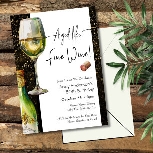 Invitation d'anniversaire 80 ans pour vin fin viei
