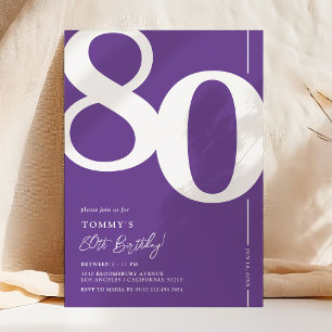 Invitation d'anniversaire 80 ans Purple Eighty