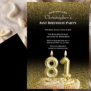 Invitation d'anniversaire 81 ans pour lui noir et