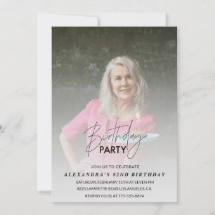 Invitation d'anniversaire 82 ans Photo grise 