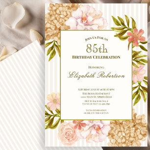 Invitation d'anniversaire 85 ans Fleurs d'Automne