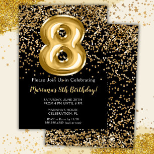 Invitation d'anniversaire 8 ans pour fille Black G