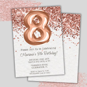 Invitation d'anniversaire 8 ans Rose Gold