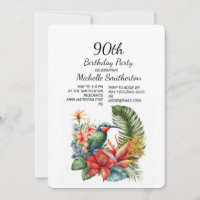 Invitation d'anniversaire 90 ans Colibri Floral Tr