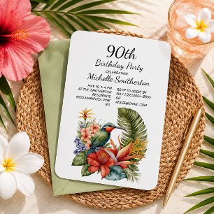 Invitation d'anniversaire 90 ans Colibri Floral Tr