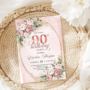 Invitation d'anniversaire 90 ans de rose d'or Clas