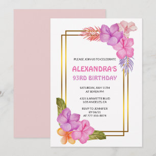Invitation d'anniversaire 93 ans Fleur tropicale r