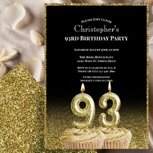 Invitation d'anniversaire 93 ans pour lui noir et 