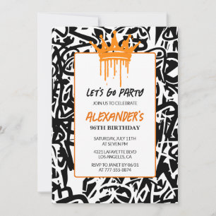 Invitation d'anniversaire 96 ans hommes graffiti n