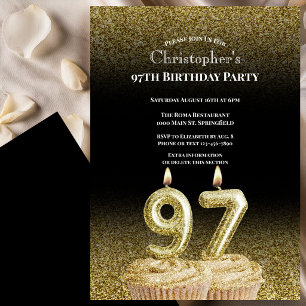 Invitation d'anniversaire 97 ans pour lui noir et