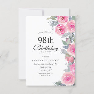 Invitation d'anniversaire 98 ans Floral Féminin Ro