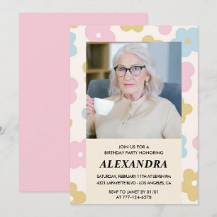 Invitation d'anniversaire 98 ans Floral Photo Rétr