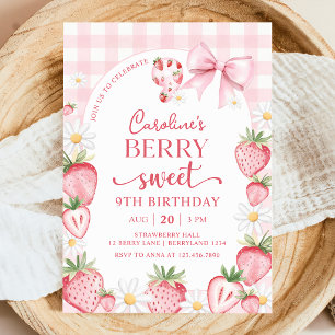 Invitation d'anniversaire 9 ans Coquette Bow Straw