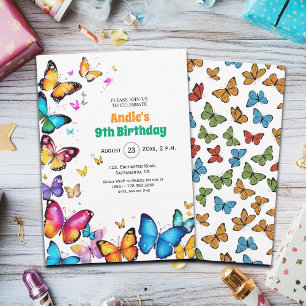 Invitation d'anniversaire 9 ans La Joie des Papill