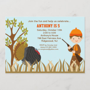 Invitation D'Anniversaire À Boy Hunting Turkey
