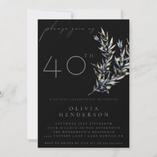 Invitation d'anniversaire à branche d'olivier aqua