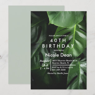 Invitation d'anniversaire à feuille tropicale pour