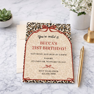 Invitation d'anniversaire à impression léopard I