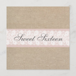 Invitation d'anniversaire à la dentelle rose