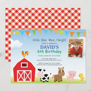 Invitation d'anniversaire à la ferme Fête de la co
