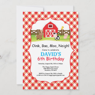 Invitation d'anniversaire à la ferme Fête de la co
