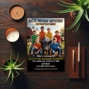Invitation d'anniversaire à la ferme rustique