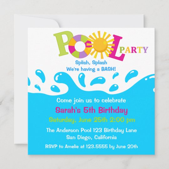 Invitation D Anniversaire A La Fete De La Piscine Zazzle Ca