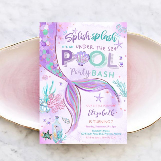 Invitation d'anniversaire à la fête de la piscine  (Créateur téléchargé)