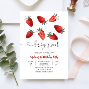 Invitation d'anniversaire à la fraise très sucrée
