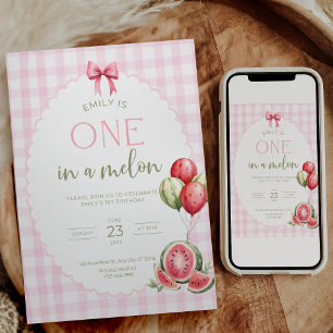 Invitation d'anniversaire à la pastèque "Une dans