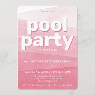 Invitation d'anniversaire à la Piscine d'aquarelle