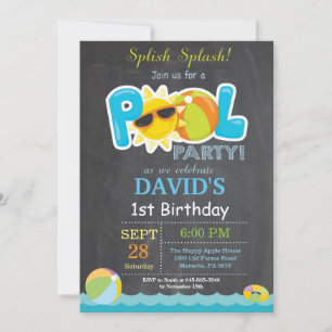 Invitation d'anniversaire à la piscine Splish Spla