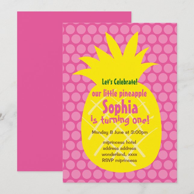 invitation d'anniversaire à l'ananas (Devant / Derrière)