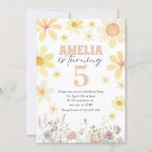 Invitation d'anniversaire à l'aquarelle Daisy Dese
