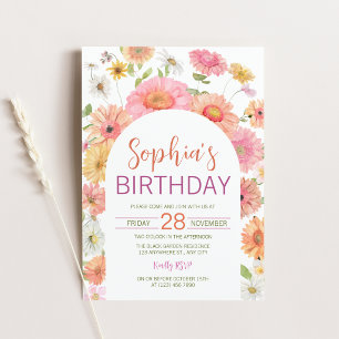 Invitation d'anniversaire à l'arche florale aquare