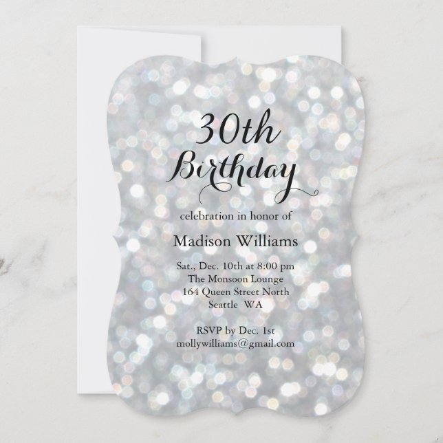 Invitation d'anniversaire à l'élégante lumière d'a (Devant)