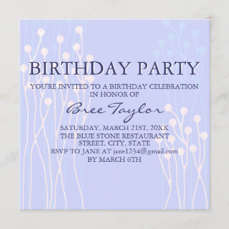Invitation d'anniversaire à motif de brindilles bl