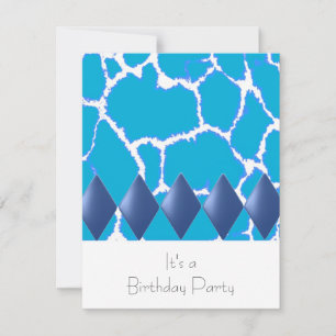 Invitation d'anniversaire à motif de girafe bleu s