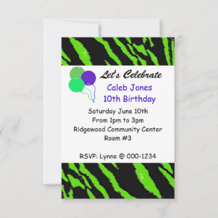 Invitation d'anniversaire à motif de tigre noir et