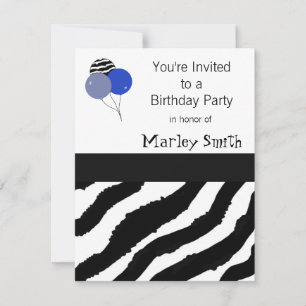 Invitation d'anniversaire à motif zèbre