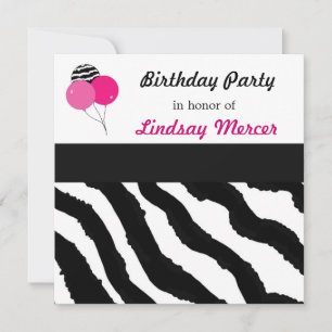 Invitation d'anniversaire à motif zèbre